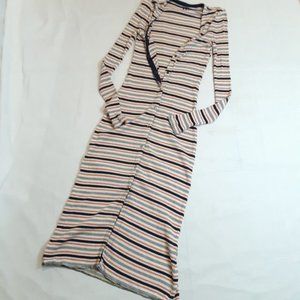 Button Down Cardigan Ribbed Midi Long Sleeve Sweater Dress Medium